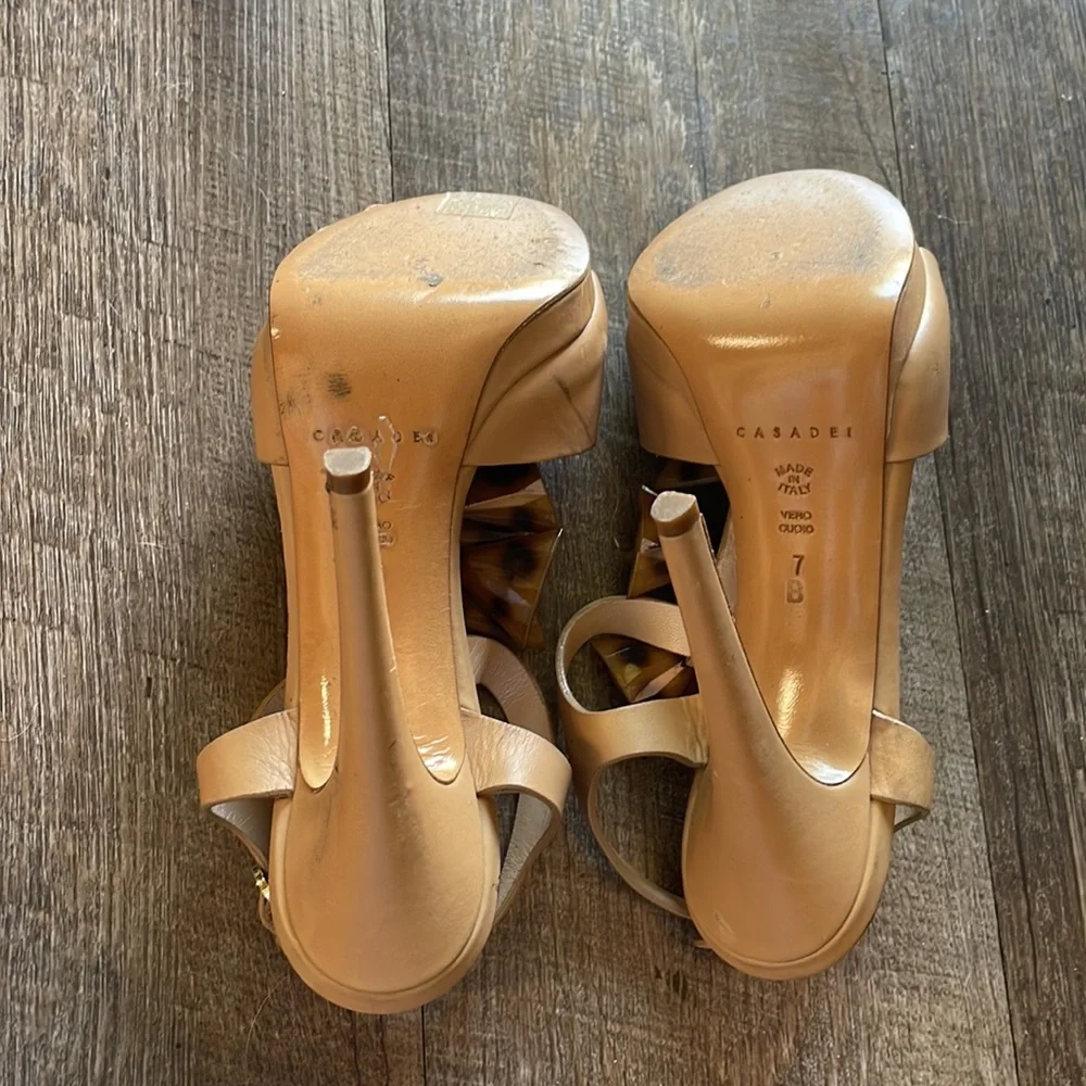 Casadei leather beaded strap heels